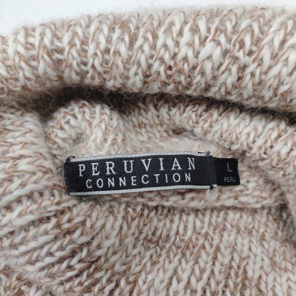 Loose Weave Marled Oatmeal 100% Alpaca Turtleneck Sweater - Picture 6 of 8